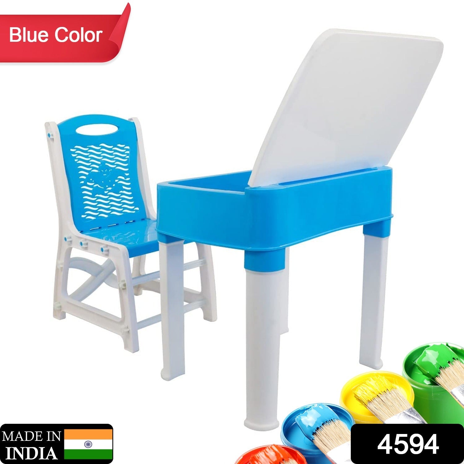4594 Study Table And Chair Set For Boys And Girls With Small Box Space For Pencils Plastic High Quality Study Table (Blue) 4594 Study Table And Chair Set For Boys And Girls With Small Box Space For Pencils Plastic High Quality Study Table (Blue)